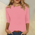thumbnail image 2 of CHUANK T-Shirts pour Femmes à Manches Trois-Quarts, Coupe Ajustée à Motif Floral, T-Shirts Blancs, Chemises pour Femmes, Manches 3/4 au Coude, Col Rond, Chemises Décontractées pour Femmes, Liquidation, Blouses et Hauts Boho, Vert TG, 2 of 5