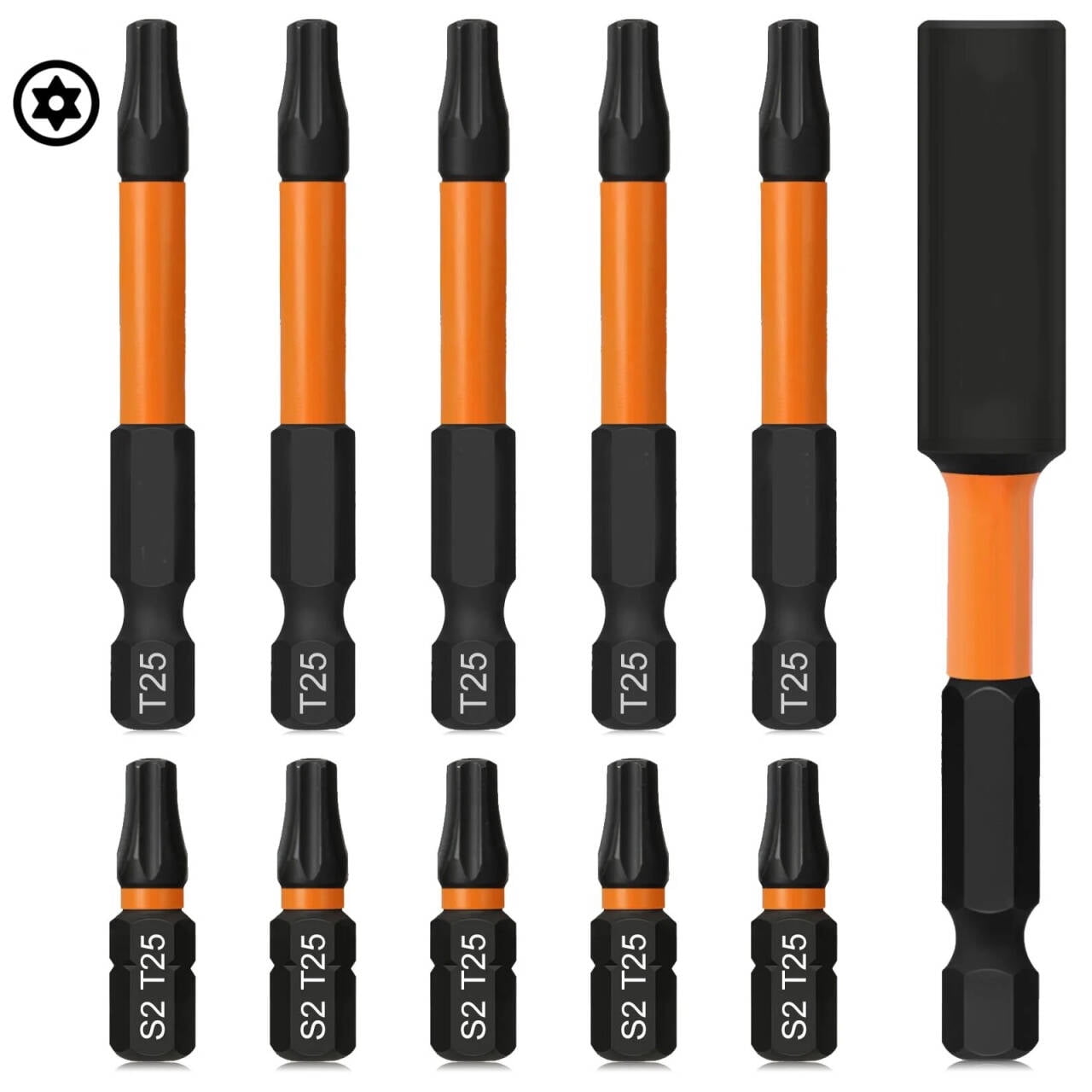 17PCS Double Square 8 Point Star Bit Set (Magnetic Heads & Hex