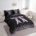 thumbnail image 2 of Manfei Girls Purple Cheetah Print Bow Knot Bedding Comforter Set 7 Pieces,Sparkling Sequins Crystal Bowtie Full Bedding Set for Kids Teens,Black Reversible,Breathable Home Decor, 2 of 7