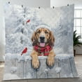 thumbnail image 4 of Playful Bloodhound Welcomes Winter Snowy Day with Cardinal Bird Quilt Blanket Dog Lover Cozy Comforter Throw Blanket - 12017, 4 of 5