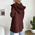 thumbnail image 5 of Long Open Front Hooded Cardigan for Women Ribbed Knit Solid Color Long Sleeve Sweater Tops Outerwear with Pockets, 5 of 7