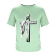 thumbnail image 2 of Ceisia Men's Cross Print Loose Fit Soft Breathable Short Sleeve Round Neck Casual T-Shirt Mint Green Gifts for Father L, 2 of 5
