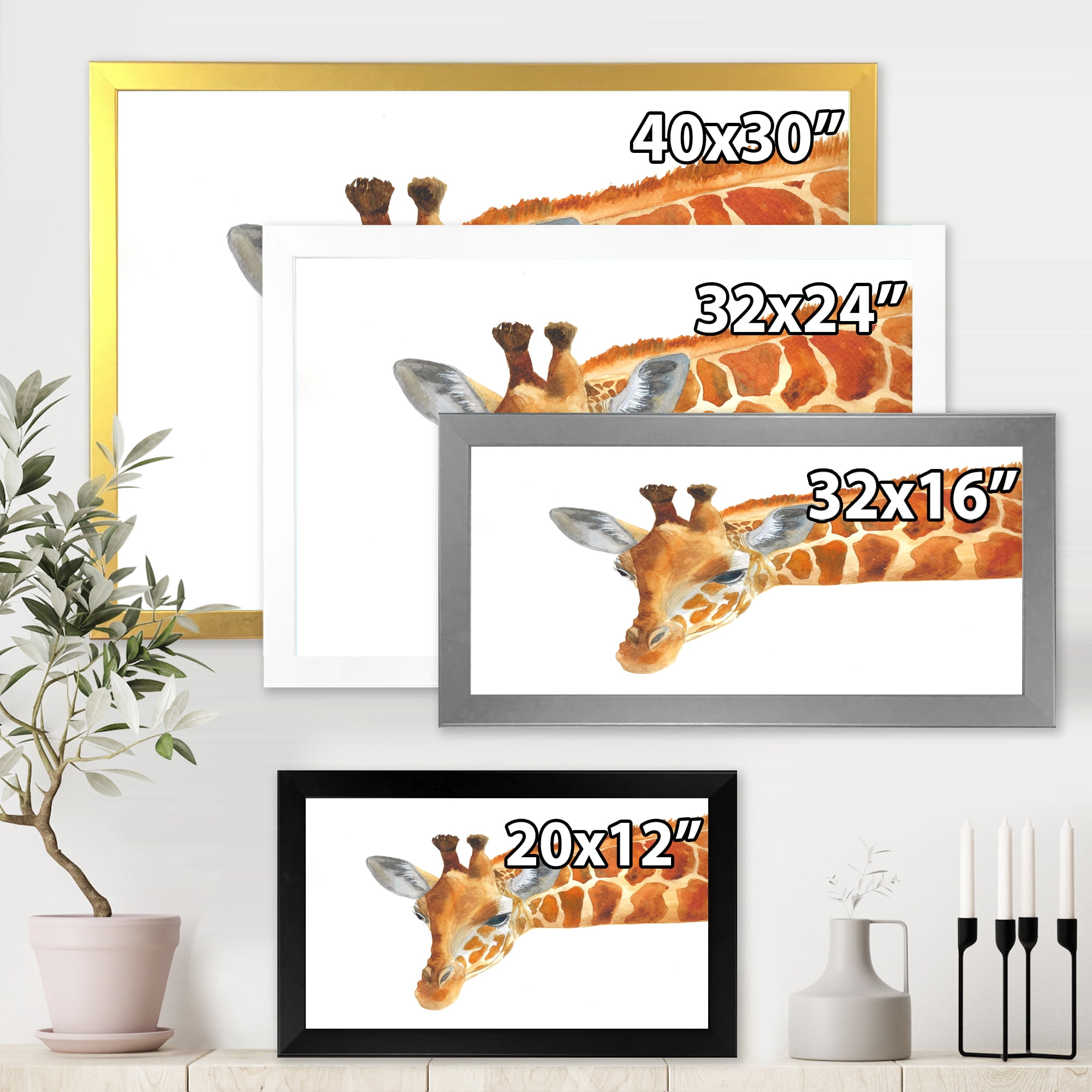Designart 'Close Up Portrait of A Giraffe IX' Farmhouse Framed Art Print
