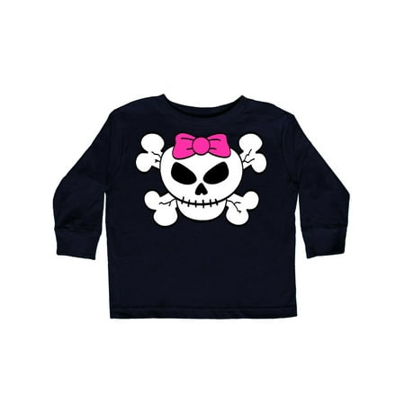 

Inktastic Skull with Bow Gift Toddler Toddler Girl Long Sleeve T-Shirt