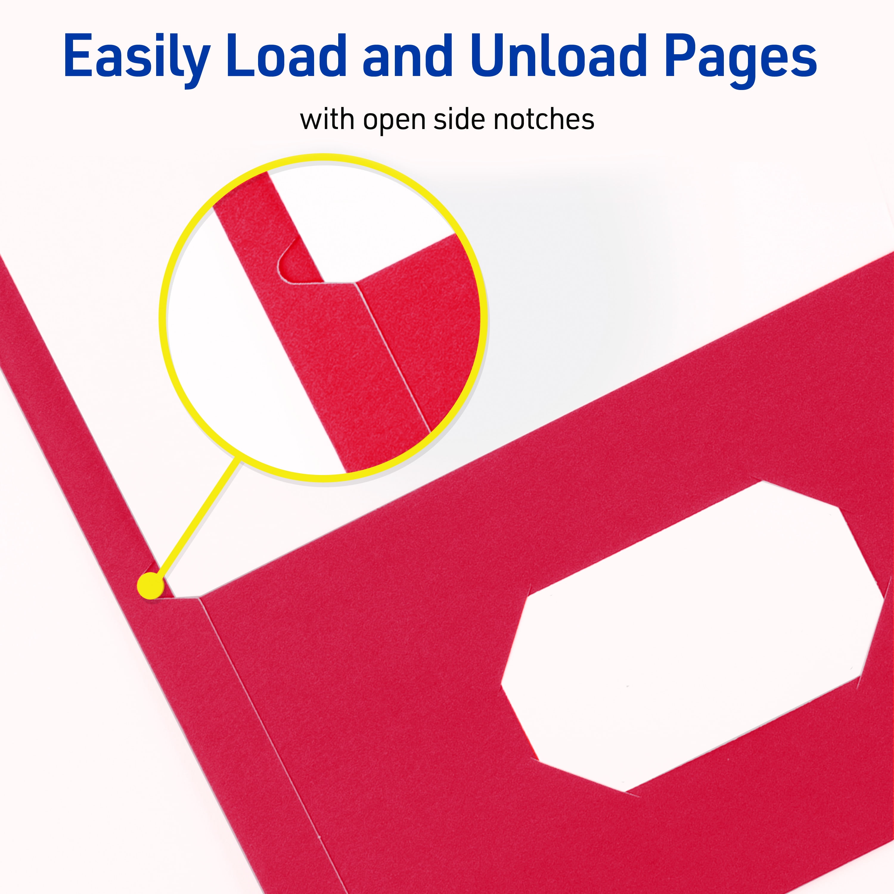 Two Pocket Folders with 3 Prong Fasteners, 25 Red Folders (47979)