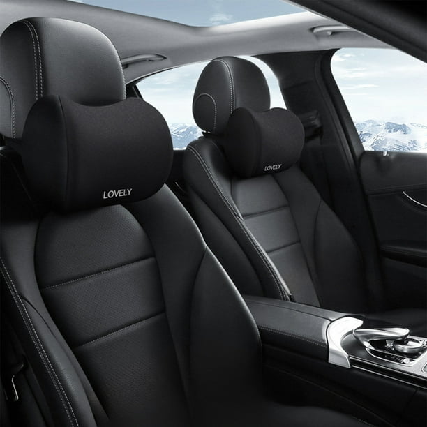 Almohada cervical universal para coche para viajes | Cojín ergonómico de espuma viscoelástica para reposacabezas con correa ajustable | Opciones en azul claro y gris para conductor y pasajero