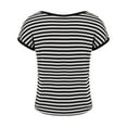 thumbnail image 5 of TODOZO Striped Tshirt Women Workout Shirts Women T Shirts for Women Women's Round Neck Loose Large Size Striped T Shirt Black Xxl, 5 of 8