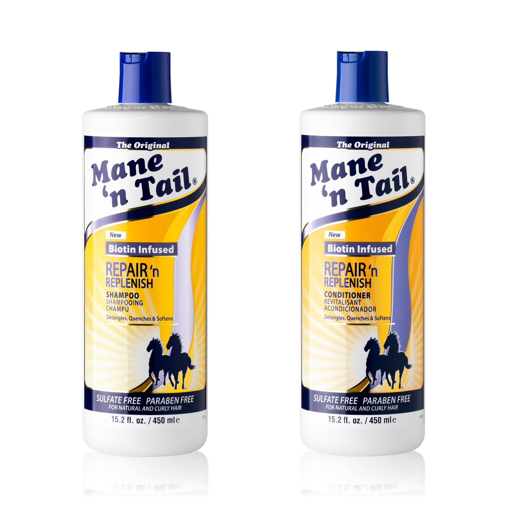 Mane ’n Tail Repair ’n Replenish Sulfate-Free Shampoo & Conditioner (15.2 oz Each) – Gentle Cleansing & Nourishing System for Curly & Natural Hair