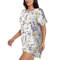 thumbnail image 2 of Rocae Daisies Flowers for Two Piece Sleepwear Pajamas Sets for Women Soft Short-Sleeved Pjs with Lounge Shorts 4X-Large, 2 of 9
