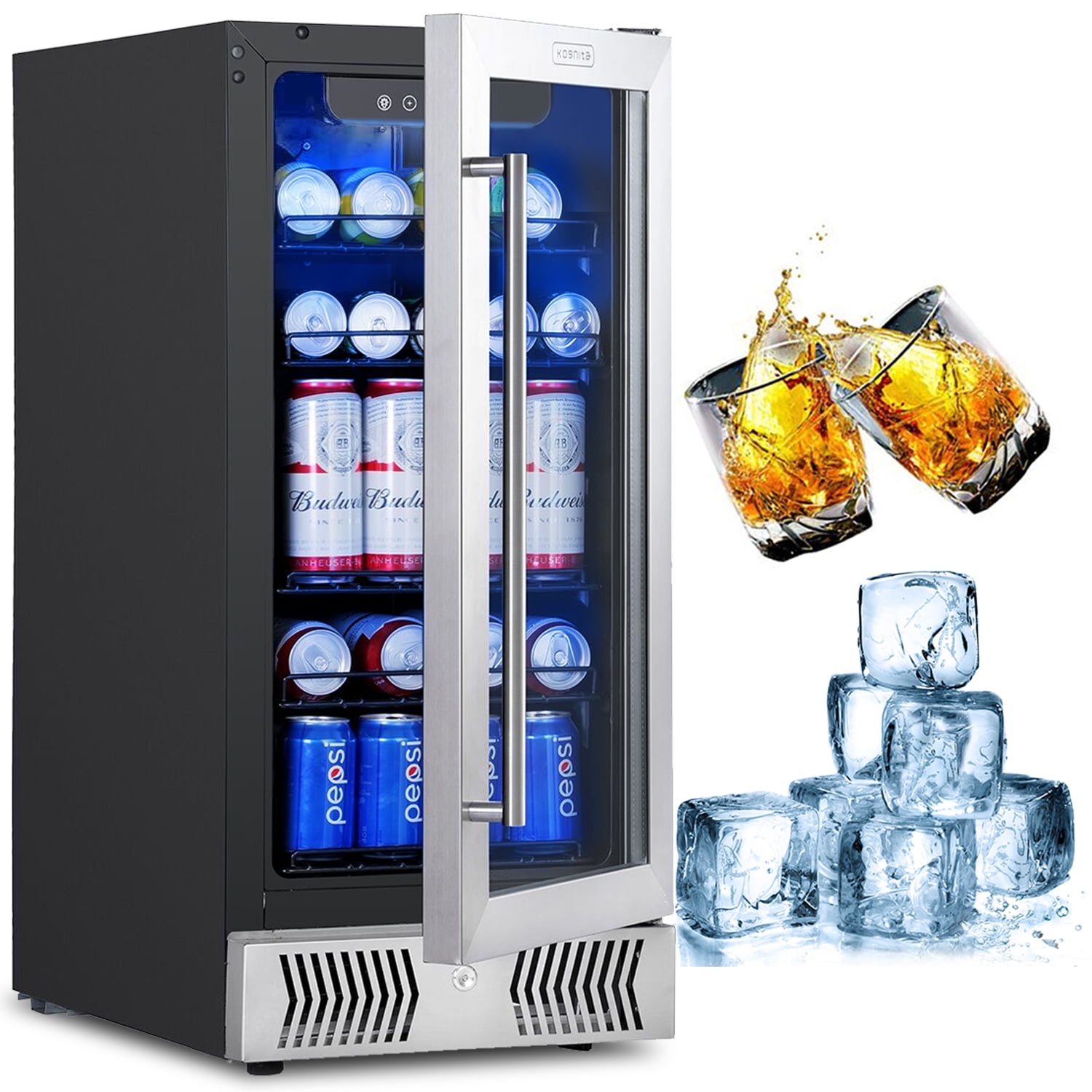 15 inch Beverage Refrigerator Beverage Cooler, Kognita 115 Cans Mini