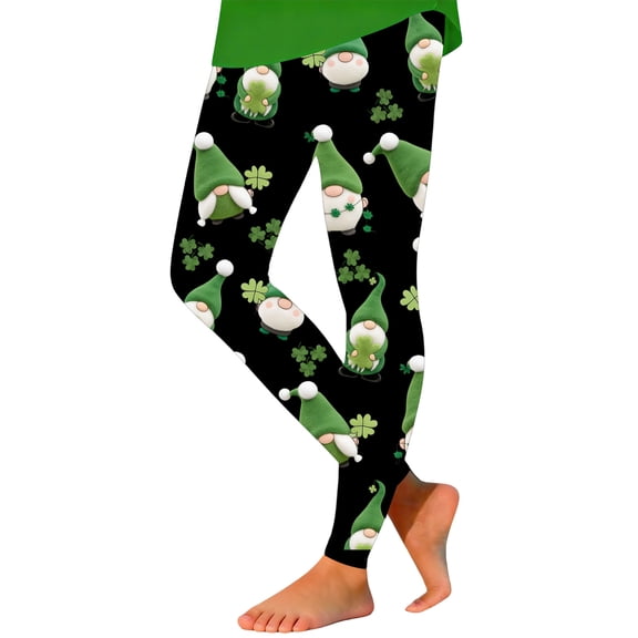 Tiijoy Toddler Girls St. Patrick's Day Tights Soft Stretch Base Layer Pants, Sizes 1-12