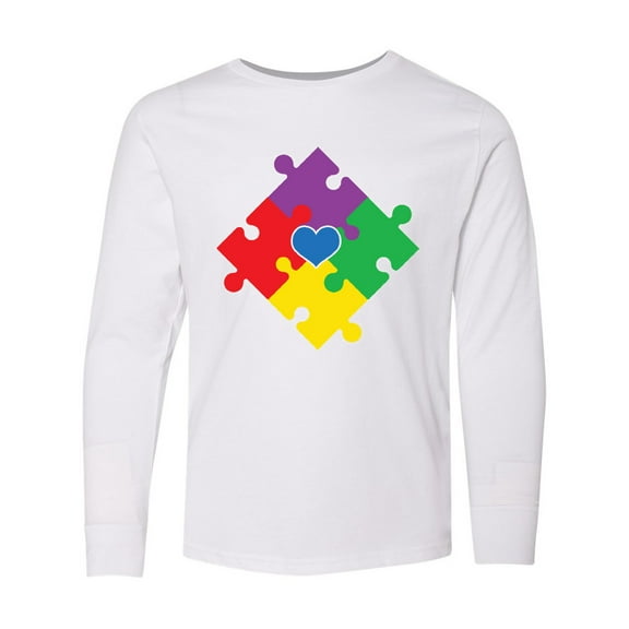 Inktastic Autism Awareness Month Puzzle Long Sleeve Youth T-Shirt