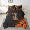 thumbnail image 2 of Manfei Initial Letter J Bedding Comforter Set 7pcs,Basketball Sports Queen Bedding Sets,Balck Orange Queen Sheet Sets For Boys,Breathable Bedroom Decoration,Reversible, 2 of 8