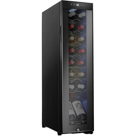 Ivation 16 Bottle Compressor Wine Refrigerator, Freestanding Wine Cooler with Lock, Black