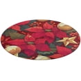 thumbnail image 5 of Christmas Poinsettia Red Flower Round Carpet Circle Rug Outdoor Patio Area Rug Washable Large Area Rugs Hallway Room Decor Fitness Mats, 5 of 8