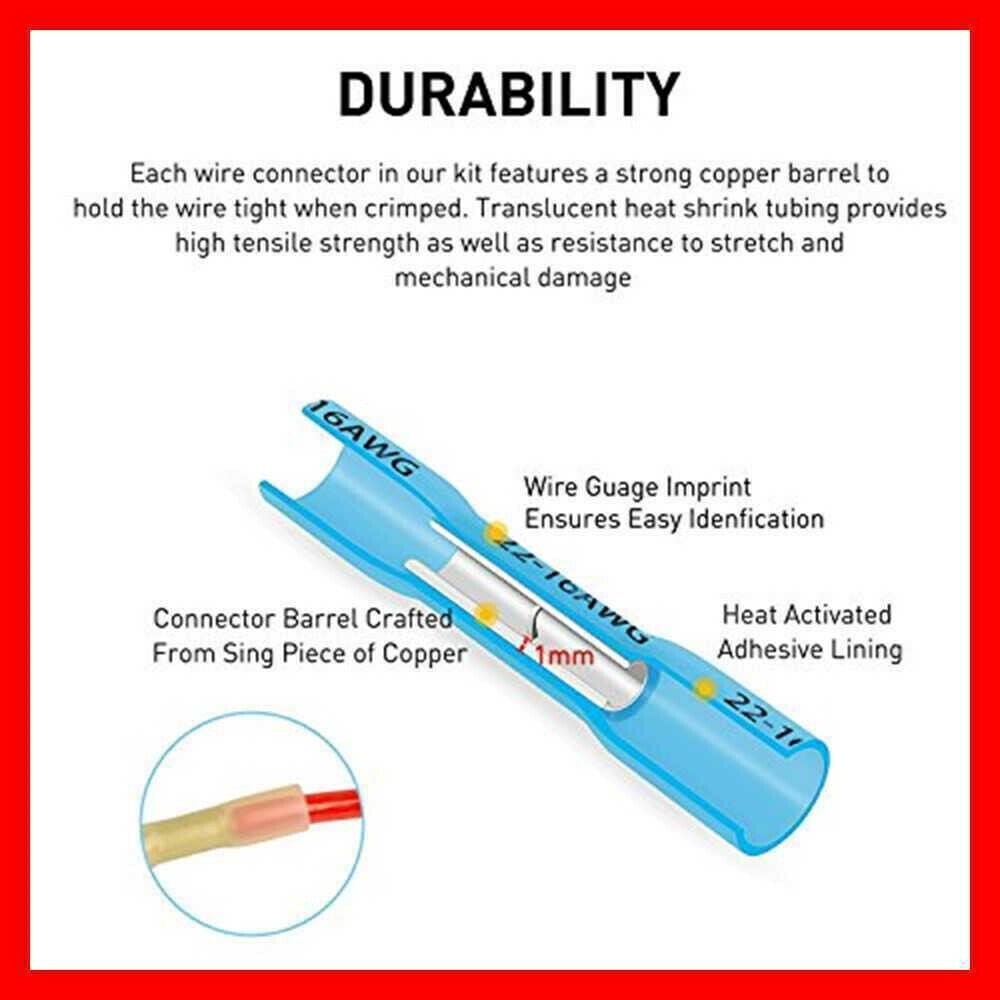 600× Heat Shrink But Connector Waterproof Electrical Wire Marine Splice Terminal