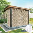thumbnail image 4 of 2 Panels Outdoor Curtains for Patio Waterproof 54"x84" Khaki Moroccan Weatherproof Privacy Outsides Curtains, Boho Retro Country Abstract Geometric Grid Grommet Thermal Drapes for Cabana Porch, 4 of 8