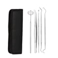 thumbnail image 1 of Kit de raspado dental de 5 piezas, kit de limpieza dental de acero inoxidable, calculadora de placa, escáner de higiene, gancho, herramienta de selección con espejo dental y luz., 1 of 4
