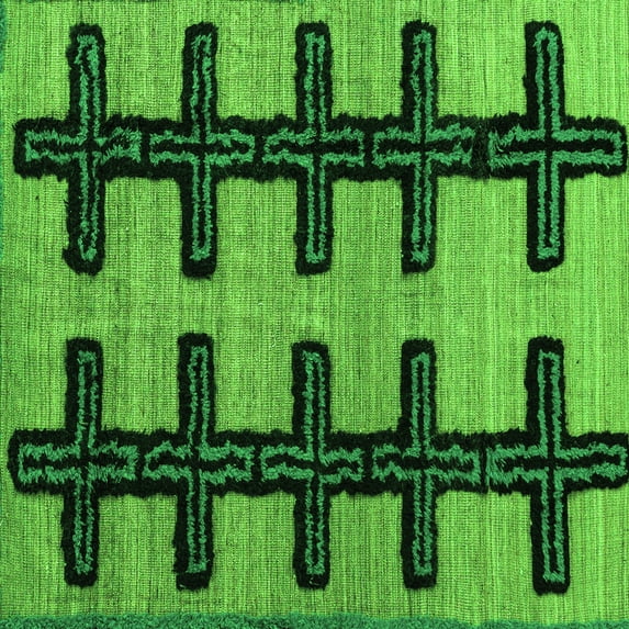 Ahgly Company Indoor Square Southwestern Green Country Area Rugs, 7' Square