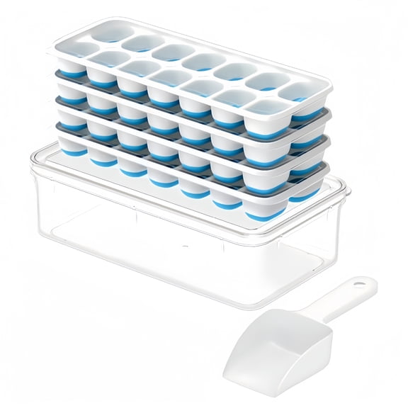 Square Soft-Bottom Ice Tray With Cover, 14-Cell DIY Silicone Mold