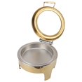 thumbnail image 1 of Plat à Chafing Rond pour Buffet 6L - Réchauffeurs de Nourriture en Acier Inoxydable pour Fêtes et Traiteur, avec Couvercle Rabattable de 90° et Support en Verre, Chauffe-Alcool, 1 of 7