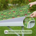 thumbnail image 6 of Red Mushroom Frog Green Pattern Square Fitted Tablecloth with Elastic Edge,Square Table Cover,Washable Elastic Table Cover for Home Kitchen Party Decor 34"x34", 6 of 6