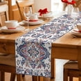 thumbnail image 6 of Boho Navy Blue Table Runner, Vintage Southwestern Geometric Art Washable Cotton Linen Table Runners 90 Inches Long, Dresser Scarf Runner for Dining/Coffee/Kitchen/Hallway Tables 13''x90'', 6 of 8
