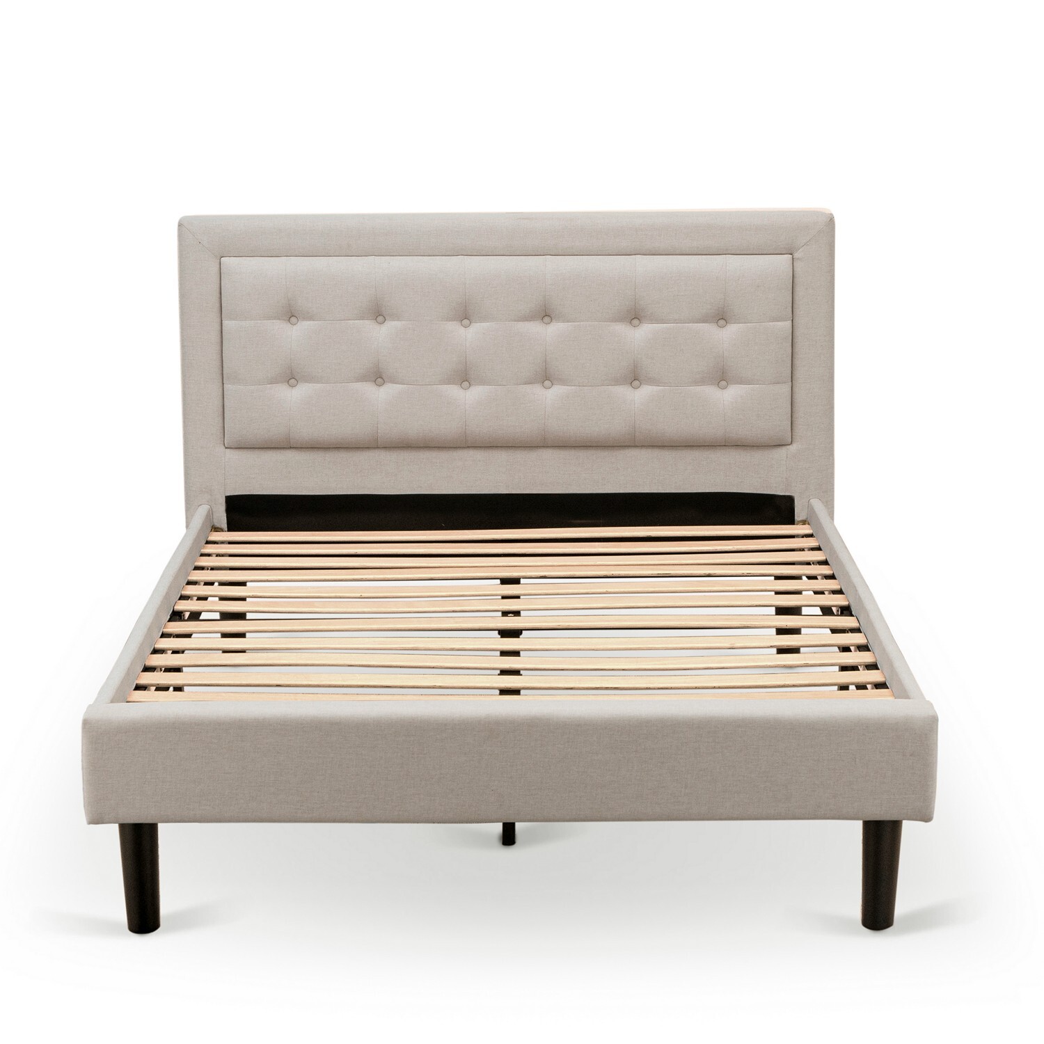 East West Furniture 2-piece Wood Platform Bedroom Set in Mist Beige/Burgundy - image 3 of 5