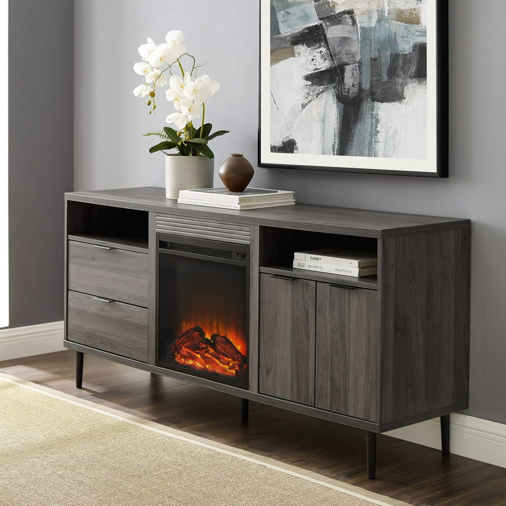 Manor Park Modern Fireplace TV Stand for TVs up to 65", Slate Grey