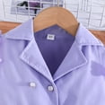 thumbnail image 6 of CPNG Toddler Girls Fashion Suit Set Wear 2 Piece Outfits Mesh Sheer Sleeve Button Blazer and Pants Set with Bow Belt(Purple,8 Years), 6 of 9