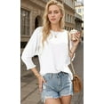 thumbnail image 3 of Fashion 3/4 Sleeve T Shirts for Women Cute Crewneck Ruffle Sleeve Tunic, 3 of 5