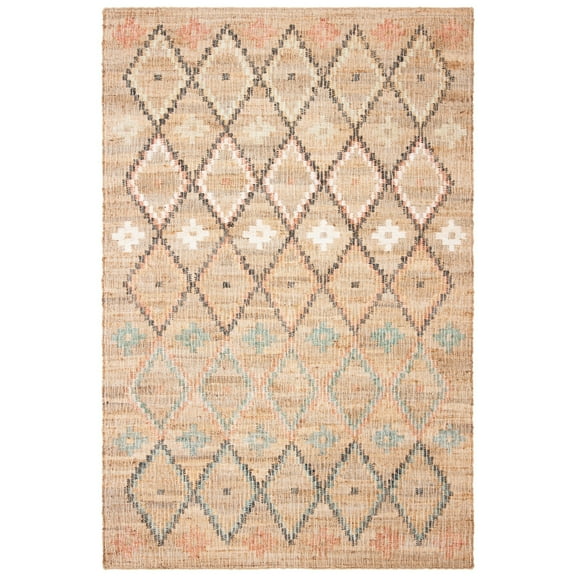 SAFAVIEH Kilim Mendoza Geometric Floral Area Rug, Natural/Blue, 4' x 6'