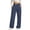 Navy, variant on Wide Leg Sweatpants for Women Ghalytn High Waist Ribbed Elastic Pants - Casual Trousers with Drawstring Hem and Side Pockets