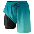 thumbnail image 3 of heyac Mens Small Swim Trunks with Compression Liner Elastic Waist Drawstring Mens Board Shorts Stretchy Quick Dry Compression Liner Light Beach Bathing Suit Beach Board Shorts, 3 of 4