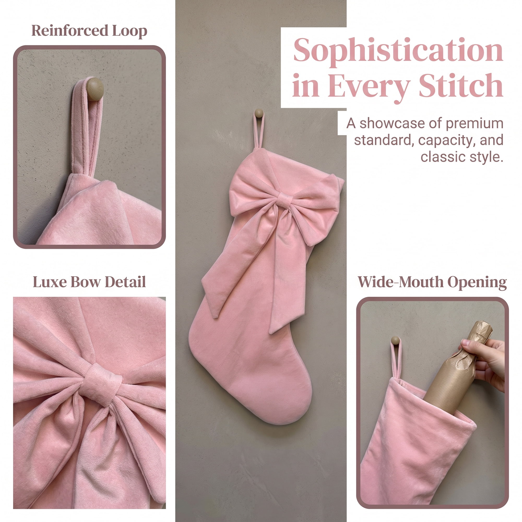 Unique Bargains Double-Layer Whimsical Extra-Large Hearthside Gift Stockingder Pink 18"