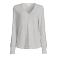 thumbnail image 5 of Time and Tru Women's Cozy Henley T-Shirt with Long Sleeves, 5 of 5