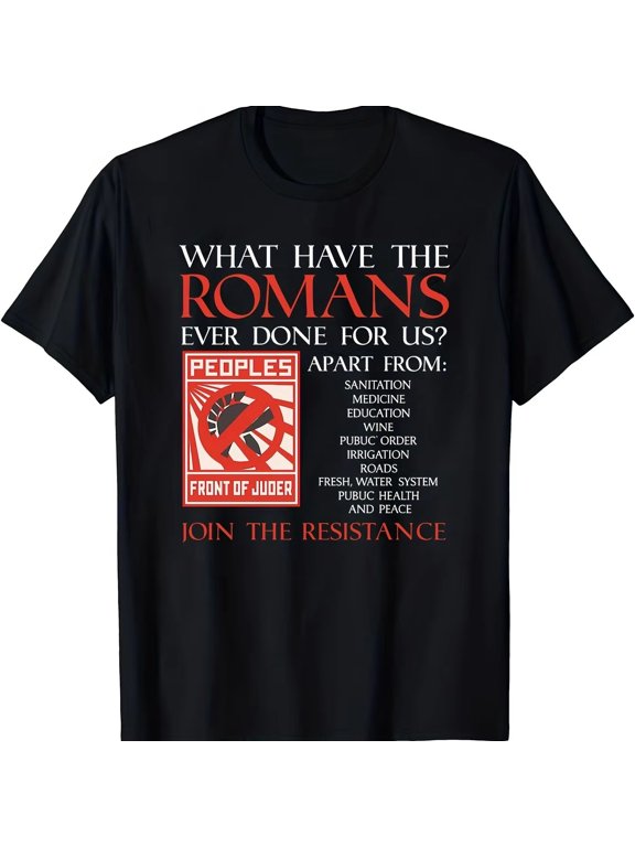 Men'S Monty Python What Did The Romans Do for Us? Funny Roman History T-Shirt Casual Fit Retro Graphic Tee