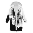 thumbnail image 6 of Women Hoodie Jacket Long Coat Floral Print Zip Up Hooded Cardigan Winter Warm Casual Outerwear with Pockets, 6 of 8