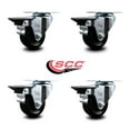 thumbnail image 2 of 3 Inch Hard Rubber Wheel Swivel Top Plate Caster Set Posi Brake Service Caster, 2 of 2