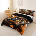 thumbnail image 3 of Castle Fairy Graffiti Motocross Duvet Cover Set for Teens, Checkered Flag Splash Bedding Full for Boys Bedroom, Black Orange,Black Reversible,3pcs,No Comforter, 3 of 6