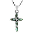 thumbnail image 1 of Southwestern Miracle Cross Rainbow Abalone Shell Sterling Silver Necklace, 1 of 6