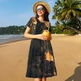 thumbnail image 4 of Lsque Sunset Meditating Doberman Print Women's Casual Dress T-Shirt Summer Short Sleeve Scoop Neck Swing Dresses, 4 of 6