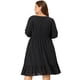 thumbnail image 4 of Vestido midi de gacon cuello cuadrado bohemio de lunares suizos Agnes Orinda Negro 2X, 4 of 6