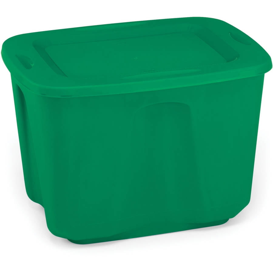 Homz 18 Gallon Green Holiday Storage Tote, Set of 8