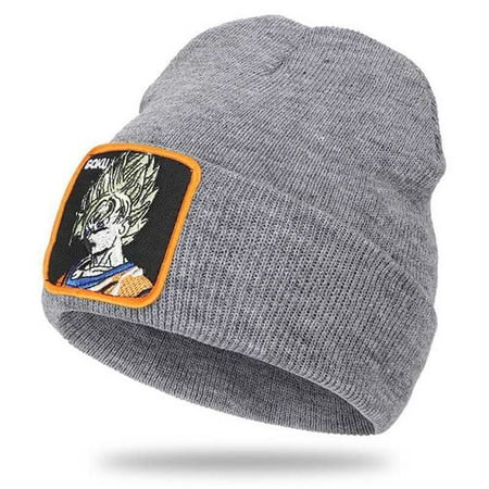 Fancyleo Anime Dragon Ball Series Embroidered Patch Knit Cap -Mens and Womens Anime Super Dragon Ball Z Skull Beanie Hats Winter Knitted Caps Soft Warm Ski Hat