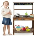 thumbnail image 4 of Costway Kids Mud Kitchen Play Kitchen with Blackboard, Stoves, Removable Sink Natural, 4 of 10