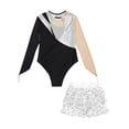 thumbnail image 6 of iixpin Kids Girls Sequined 2 Piece Dance Dress Outfits Gymnastic Leotard with Skirt Sets Jazz Latin Ballroom Costume Silver 16, 6 of 7