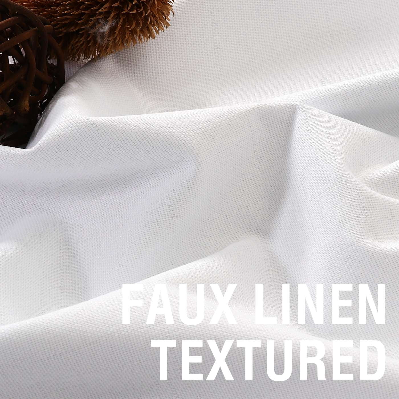 H.VERSAILTEX Contemporary Faux Linen 100% Blackout Back Tab/Rod Pocket/Hook Belt Thermal Insulated Curtain Sets for Bedroom, 2 Panels, 52"x 84", Pure White