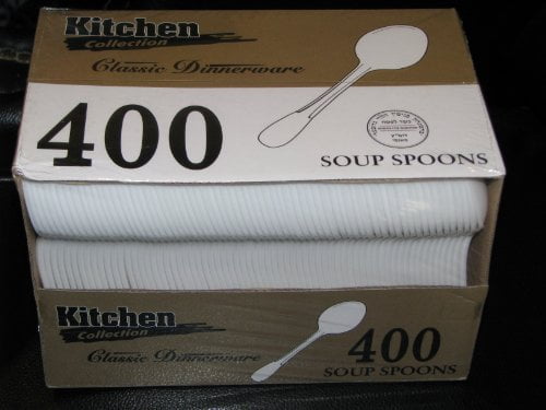 Blue Sky 400-Piece Disposable Plastic Soup Spoon Set, White