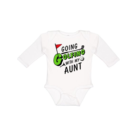 Inktastic Going Golfing with my Aunt- kids golf Boys or Girls Long Sleeve Baby Bodysuit